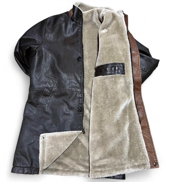 Vintage Brown Leather Trench Coat - Picture 5 of 6